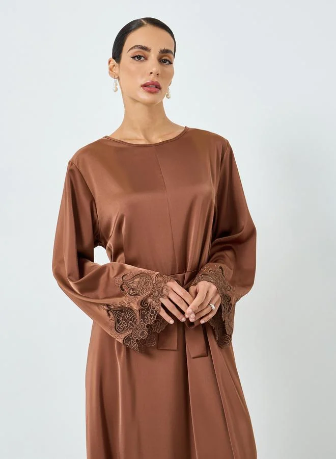Take Two Women Long Sleeve with Lace Patch Jalabiya